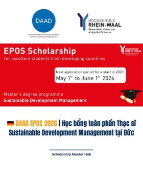 DAAD EPOS 2026 - Học bổng toàn phần Thạc sĩ Sustainable Development Management tại Đức
